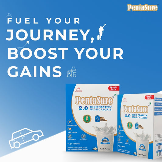 PentaSure 2.0 High Protein High Calorie Mass Gainer – Travel Pack - each sachet of 54gm (3 x 54gm) - 162gm