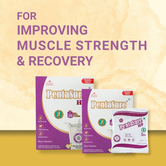 PentaSure HP High Protein Powder for Muscle Strength & Recovery - Travel Pack each - sachet of 30gm (3 x 30gm) -90gm