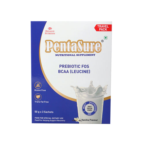 PentaSure Daily Nutrition Protein shake for Adults - Travel Pack - each sachet of 50gm (3 x 50gm) -150gm