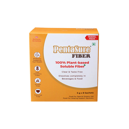 Pentasure Fiber- Soluble Prebiotic Fiber Supplement Powder - Travel Pack - each sachet of 5gm (8 x 50gm) -40gm
