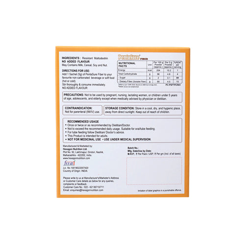 Pentasure Fiber- Soluble Prebiotic Fiber Supplement Powder - Travel Pack - Pack of 3