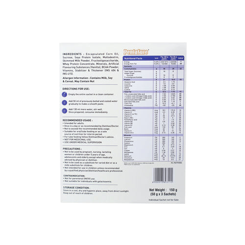 PentaSure Daily Nutrition Protein shake for Adults - Travel Pack - each sachet of 50gm (3 x 50gm) -150gm