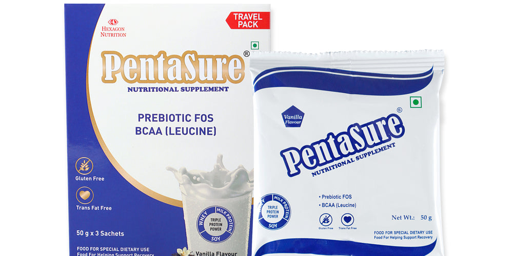PentaSure Daily Nutrition Protein shake for Adults - Travel Pack - each sachet of 50gm (3 x 50gm) -150gm