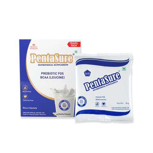 PentaSure Daily Nutrition Protein shake for Adults - Travel Pack - each sachet of 50gm (3 x 50gm) -150gm