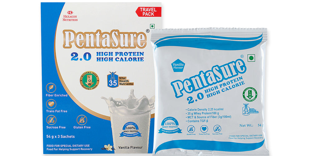 PentaSure 2.0 High Protein High Calorie Mass Gainer – Travel Pack - each sachet of 54gm (3 x 54gm) - 162gm