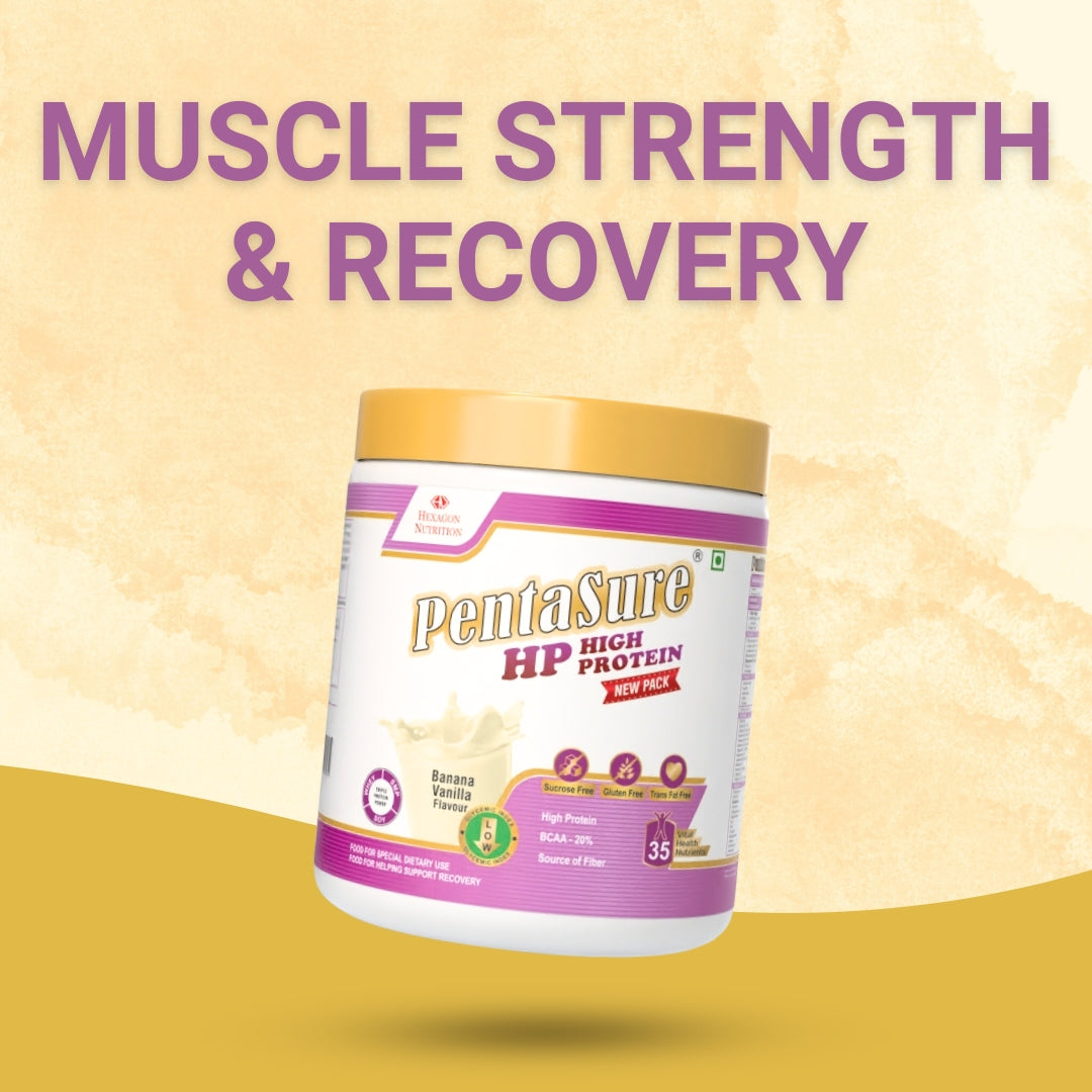 PentaSure HP Whey Protein Powder | Banana Vanilla Flavor – 400g | High Protein High Fiber Nutritional Supplement Drink | 45g Protein per 100g | Supports Muscle Strength, Recovery & Energy | Easy to Digest Formula for Daily Health & Fitness