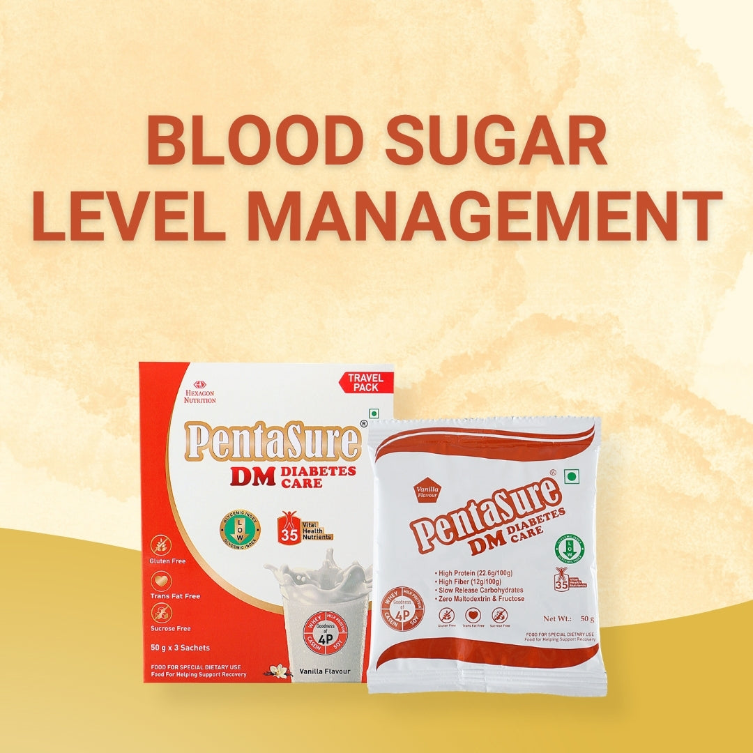 PentaSure DM Diabetes Care – High Protein, High Fiber, Low GI | Zero Fructose - Manages Blood Sugar| Vanilla Flavor | 4P Proteins Power | Slow Carb Release | Nutrition That Fits Between Meals - Travel Pack - each sachet of 50gm (3 x 50gm) - 150gm