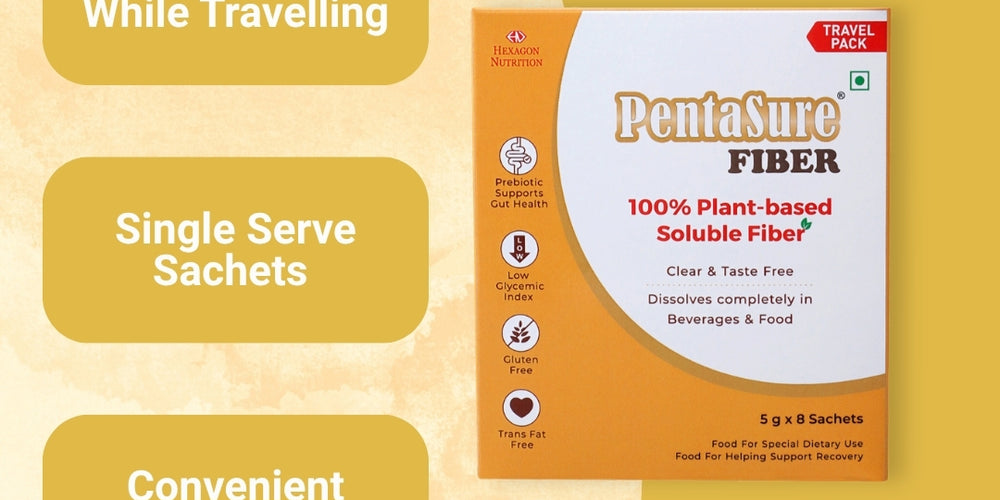 Pentasure Fiber- Soluble Prebiotic Fiber Supplement Powder - Travel Pack - each sachet of 5gm (8 x 50gm) -40gm