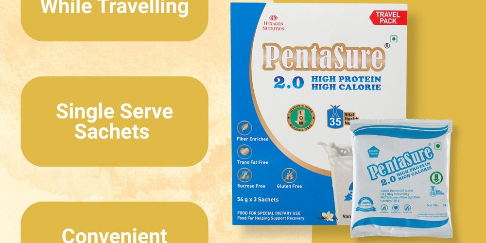 PentaSure 2.0 High Protein High Calorie | Lean Mass Gainer Powder | Weight Gain Supplement with Vitamin & Mineral | Vanilla flavor -  Travel Pack - each sachet of 54gm (3 x 54gm) - 162gm