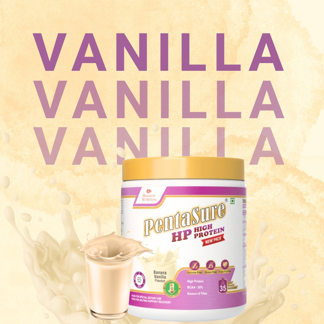 PentaSure HP Whey Protein Powder | Banana Vanilla Flavor – 400g | High Protein High Fiber Nutritional Supplement Drink | 45g Protein per 100g | Supports Muscle Strength, Recovery & Energy | Easy to Digest Formula for Daily Health & Fitness