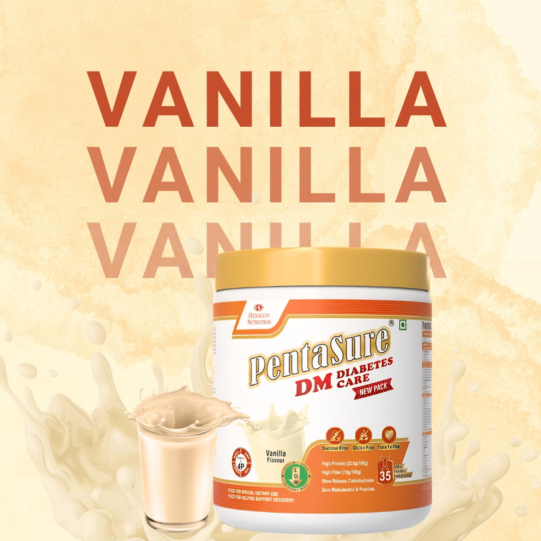 PentaSure DM Diabetes Care – High Protein, High Fiber, Low GI | Zero Fructose Nutritional Drink Manages Blood Sugar, Manage Cholesterol Level | Vanilla Flavor - 400g | 4P Proteins Power | Slow Carb Release | Nutrition That Fits Between Meals