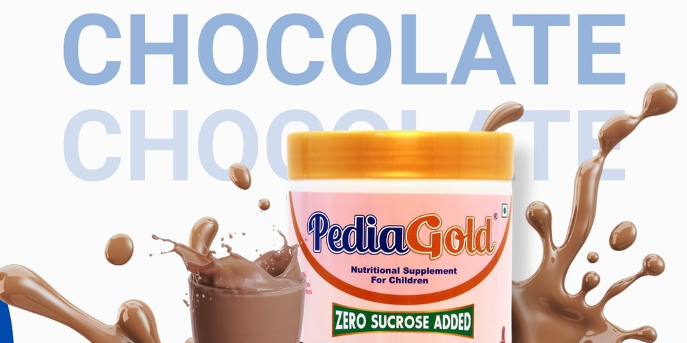 PediaGold Nutrition Mix Powder for Children | For 2-14 Years | Chocolate - 400g | Zero Added Sucrose | Power of 35 Vital Nutrients | 6g protein per serving | Supports Overall Health, Boosts Immunity & Brain Development | Nutritional Supplement for Kids