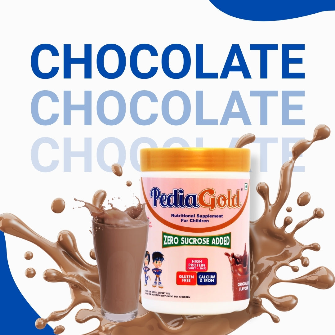 PediaGold Nutrition Mix Powder for Children | For 2-14 Years | Chocolate - 400g | Zero Added Sucrose | Power of 35 Vital Nutrients | 6g protein per serving | Supports Overall Health, Boosts Immunity & Brain Development | Nutritional Supplement for Kids