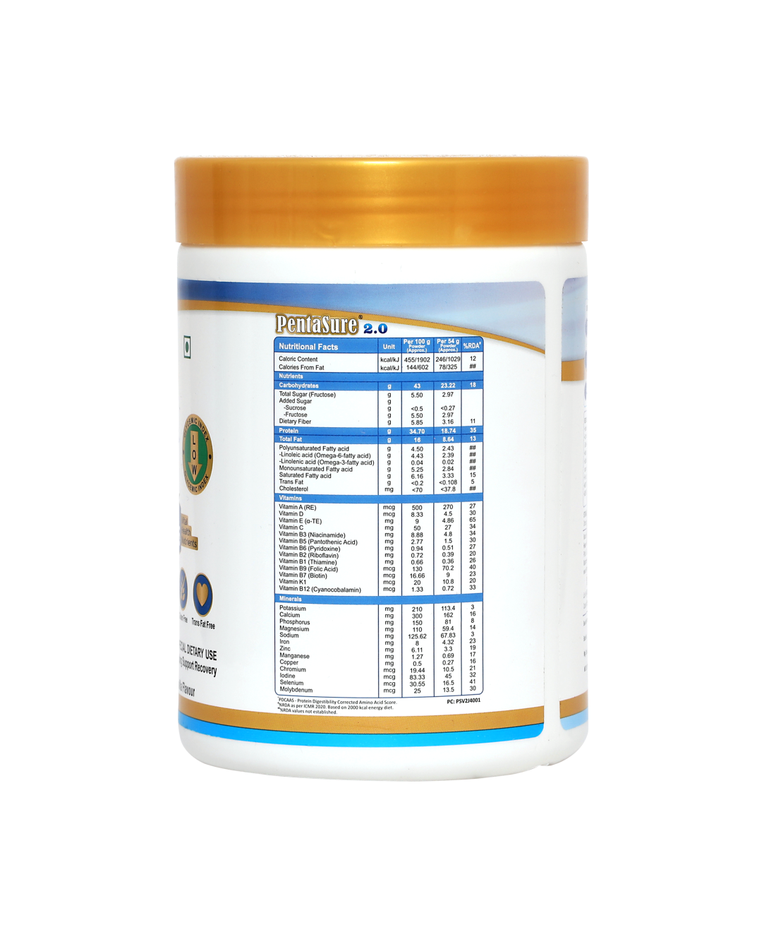 PENTASURE 2.0 High Protein High Calorie  [Lean Weight Gainer Supplement] - Vanilla flavour -Pack of 1Kg powder