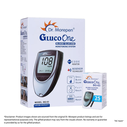 Dr. Morepen BG03 glucometer only strips not available Glucometer & 25 Glucometer Strips