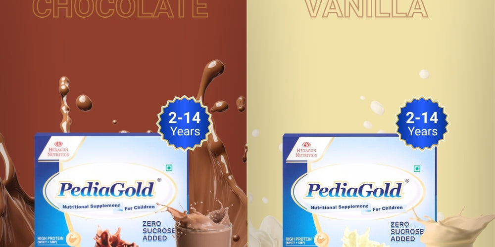 PediaGold Nutrition Mix Powder for Children | For 2-14 Years | Chocolate - 200g | Zero Added Sucrose | Power of 35 Vital Nutrients | 6g protein per serving | Supports Overall Health, Boosts Immunity & Brain Development | Nutritional Supplement for Kids