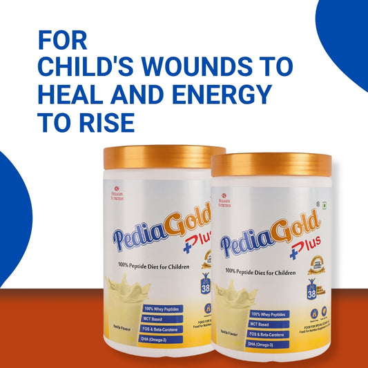 PediaGold Plus - 100% Peptide Diet for Children - Vanilla Flavour - 950gm