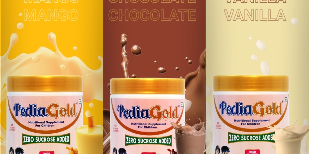PediaGold Nutrition Mix Powder for Children | For 2-14 Years | Chocolate - 400g | Zero Added Sucrose | Power of 35 Vital Nutrients | 6g protein per serving | Supports Overall Health, Boosts Immunity & Brain Development | Nutritional Supplement for Kids