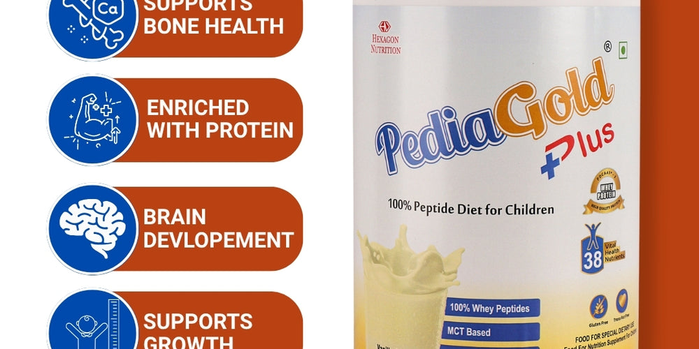PediaGold Plus - 100% Peptide Diet for Children - Vanilla Flavour - 950gm
