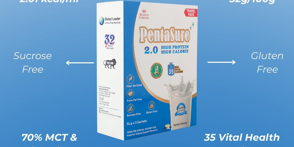 PentaSure 2.0 High Protein High Calorie Mass Gainer – Travel Pack - each sachet of 54gm (3 x 54gm) - 162gm