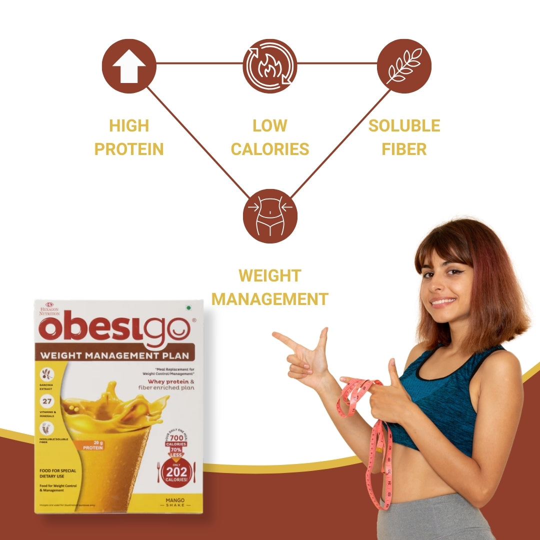 Obesigo  – Best Meal Replacement Shake for Weight Loss (350gm, 7 Sachets - Weekly Plan, Mango Flavour)