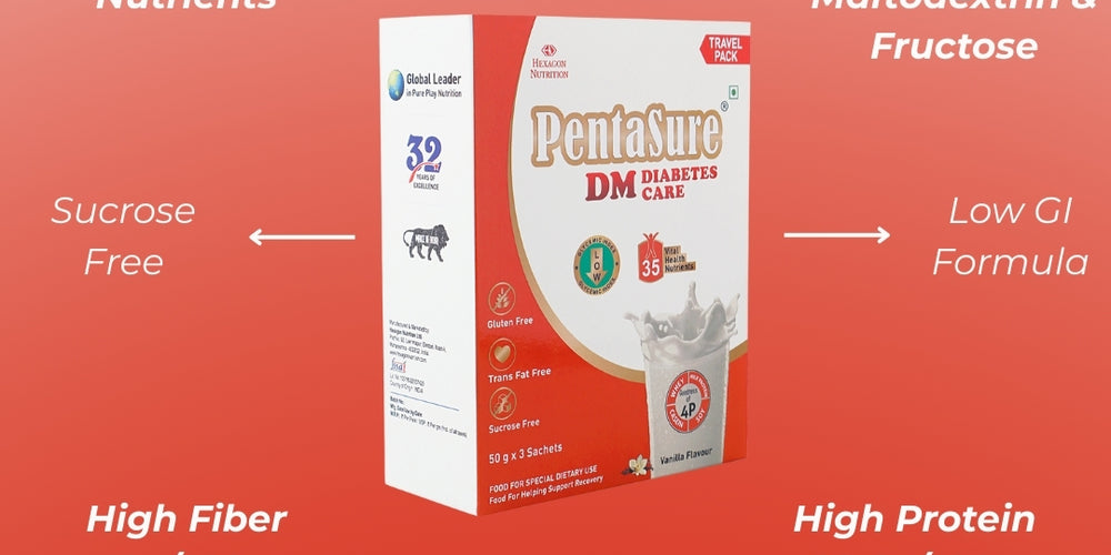 PentaSure DM Diabetic Care Protein Powder – Travel Pack - each sachet of 50gm (3 x 50gm) - 150gm