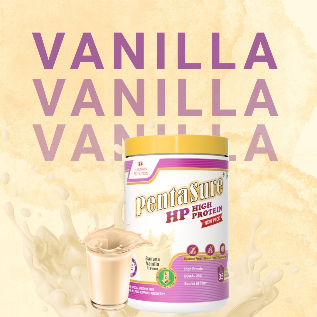 PentaSure HP Whey Protein Powder | Banana Vanilla Flavor – 1Kg | High Protein High Fiber Nutritional Supplement Drink | 45g Protein per 100g | Supports Muscle Strength, Recovery & Energy | Easy to Digest Formula for Daily Health & Fitness