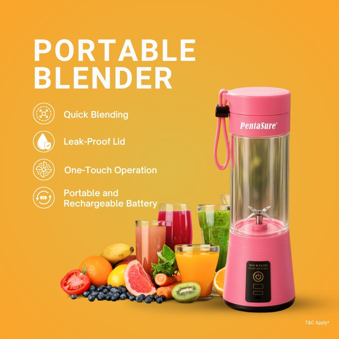 PentaSure Portable Electric Juicer Blender | Stainless Steel (Colour May Vary)