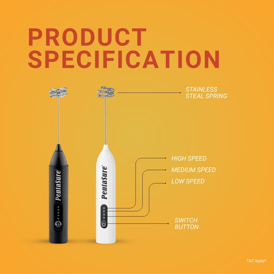 PentaSure Milk Frother & Coffee Whisker with Dual Spring Tech |Coffee Frother Electric Blender Mixer |Hand Blender |Coffee Maker and Beater (Multi Color)