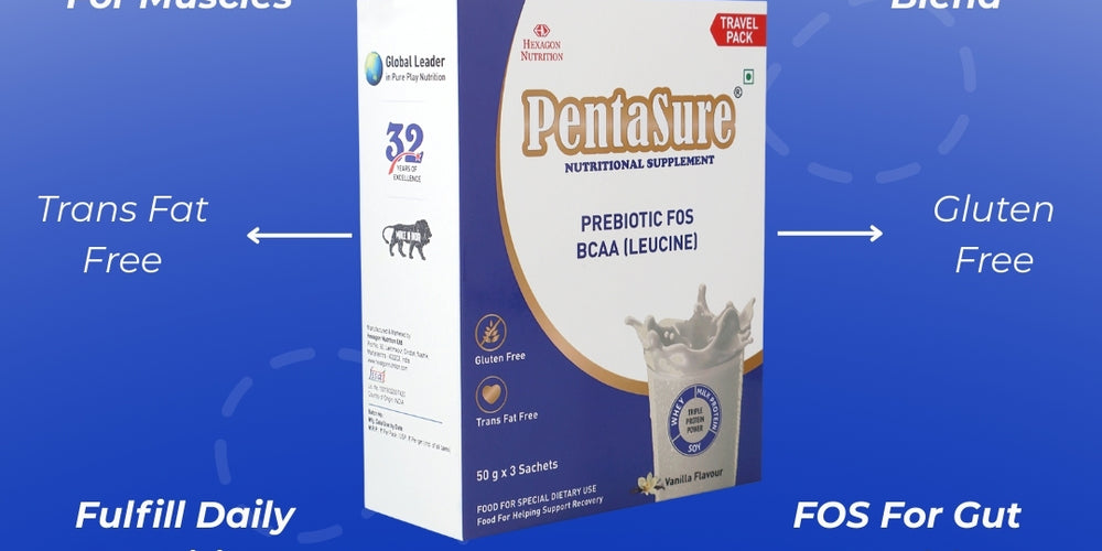 PentaSure Daily Nutrition Protein shake for Adults - Travel Pack - each sachet of 50gm (3 x 50gm) -150gm