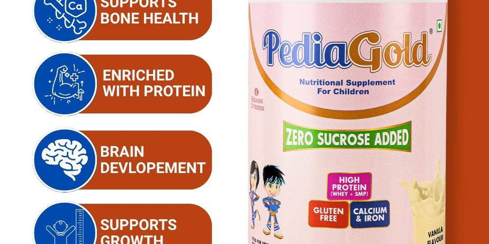 PediaGold – Sucrose-Free Nutrition Drink for Children – 950gm, Vanilla Flavour
