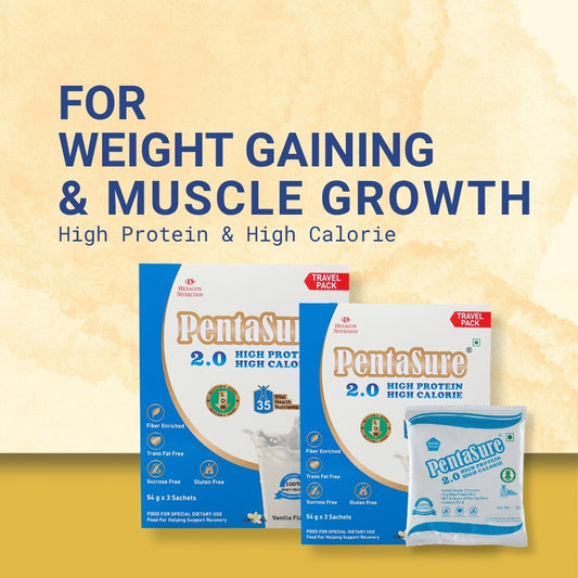 PentaSure 2.0 High Protein High Calorie Mass Gainer – Travel Pack - each sachet of 54gm (3 x 54gm) - 162gm