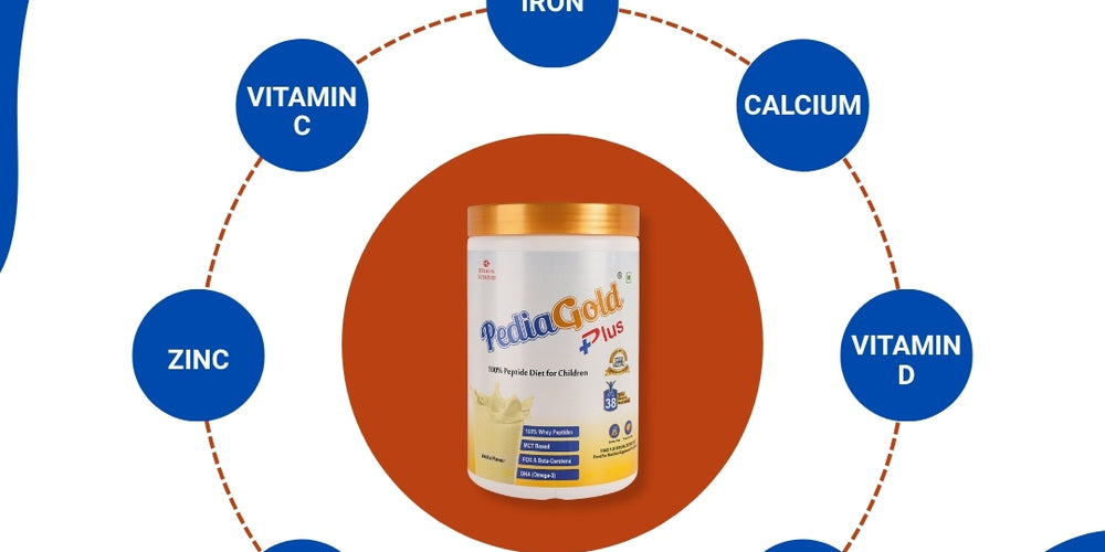 PediaGold Plus - 100% Peptide Diet for Children - Vanilla Flavour - 950gm