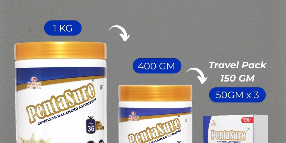 PentaSure Daily Nutrition Protein shake for Adults - Travel Pack - each sachet of 50gm (3 x 50gm) -150gm