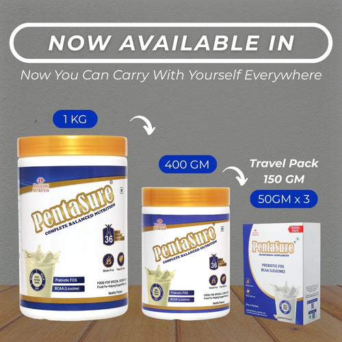 PentaSure Daily Nutrition Protein shake for Adults - Travel Pack - each sachet of 50gm (3 x 50gm) -150gm