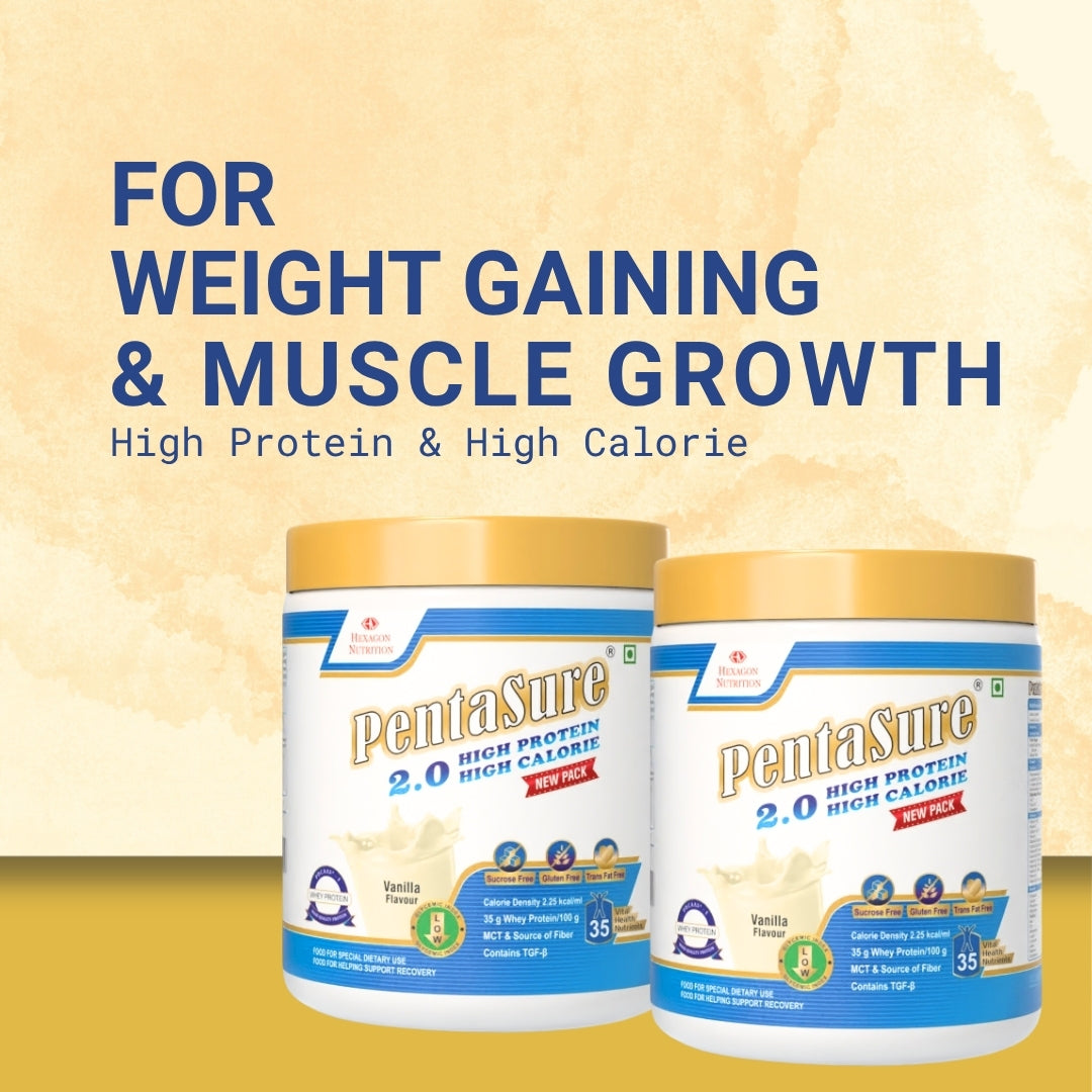 PentaSure 2.0 High Protein High Calorie | Lean Mass Gainer Powder | Weight Gain Supplement with Vitamin & Mineral | Vanilla flavor - 400g