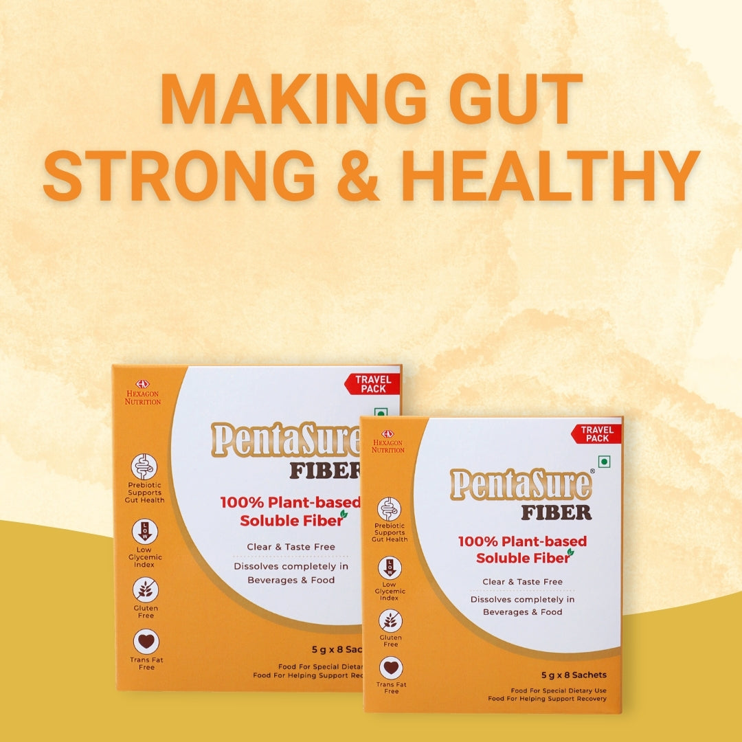 Pentasure Fiber- Soluble Prebiotic Fiber Supplement Powder - Travel Pack - each sachet of 5gm (8 x 50gm) -40gm