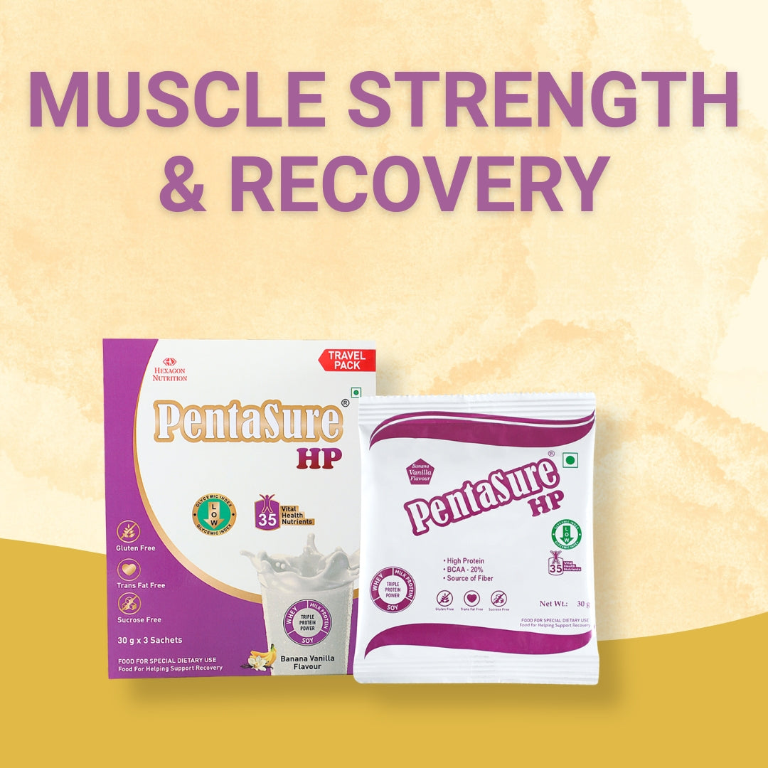 PentaSure HP High Protein Powder for Muscle Strength & Recovery - Travel Pack each - sachet of 30gm (3 x 30gm) -90gm