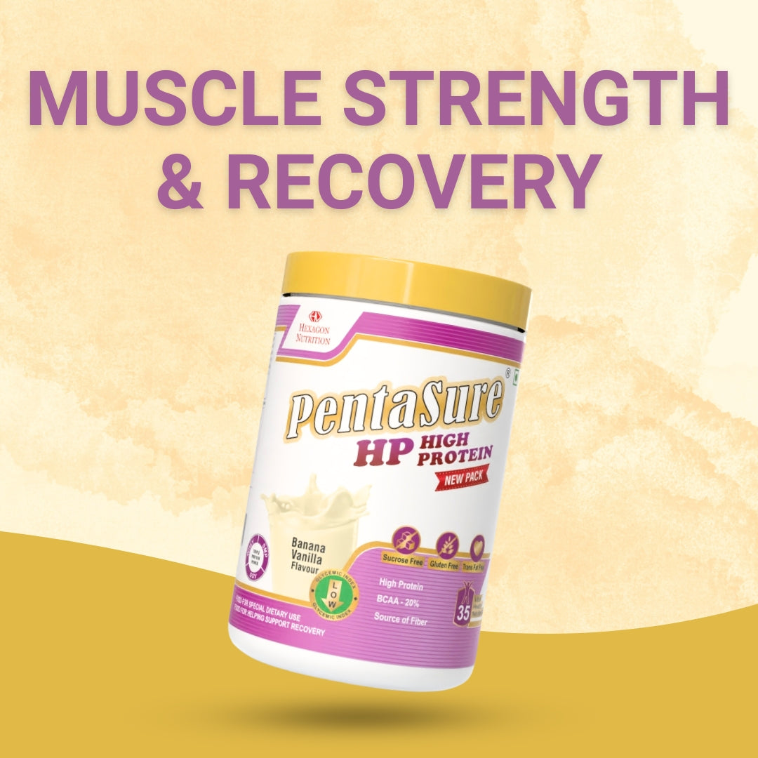 PentaSure HP Whey Protein Powder | Banana Vanilla Flavor – 1Kg | High Protein High Fiber Nutritional Supplement Drink | 45g Protein per 100g | Supports Muscle Strength, Recovery & Energy | Easy to Digest Formula for Daily Health & Fitness