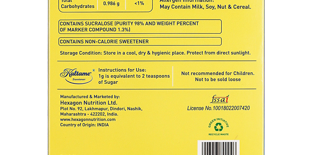 KALTAME Sugar Free Sweetener – 240 Sachets