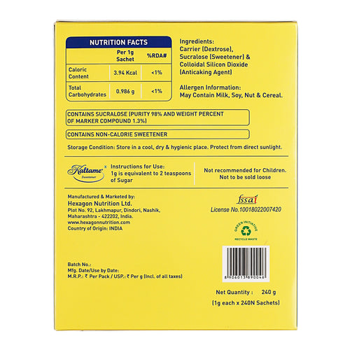 KALTAME Sugar Free Sweetener – 240 Sachets