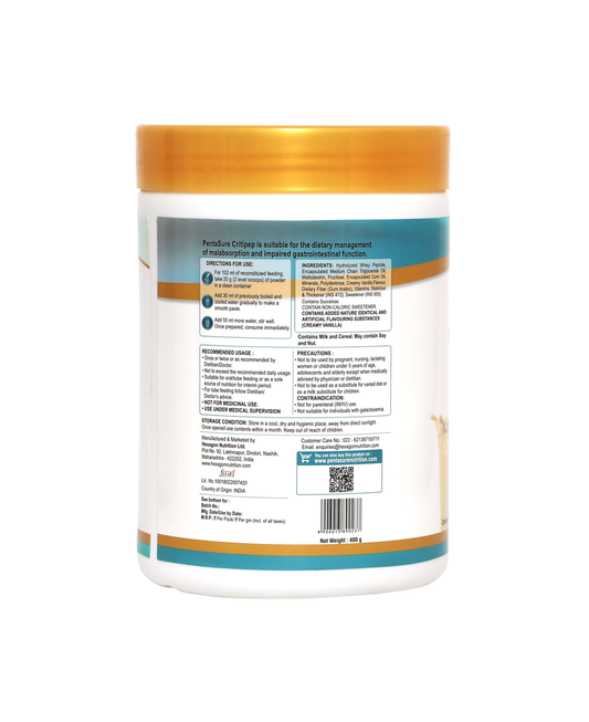 Pentasure CRITIPEP Peptide Diet - Critical Care Recovery Nutrition Supplement-400 gm