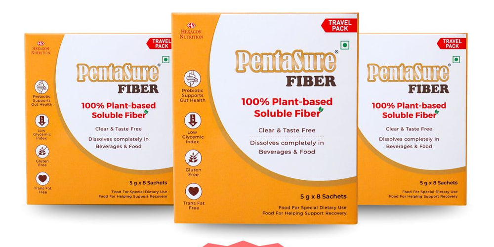 Pentasure Fiber- Soluble Prebiotic Fiber Supplement Powder - Travel Pack - Pack of 3