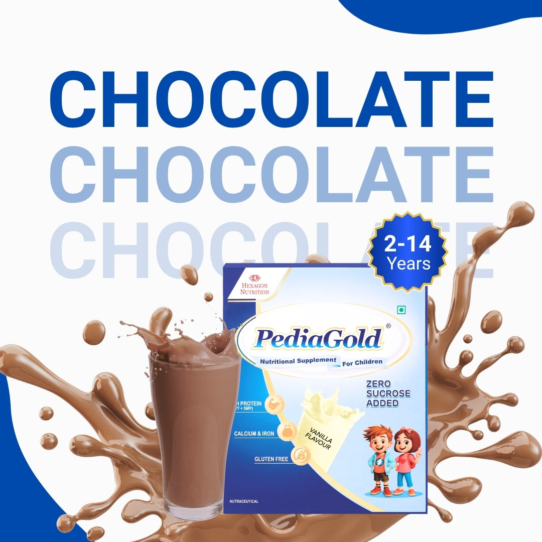PediaGold Nutrition Mix Powder for Children | For 2-14 Years | Vanilla -200g | Zero Added Sucrose | Power of 35 Vital Nutrients | 6g protein per serving | Supports Overall Health, Boosts Immunity & Brain Development | Nutritional Supplement for Kids