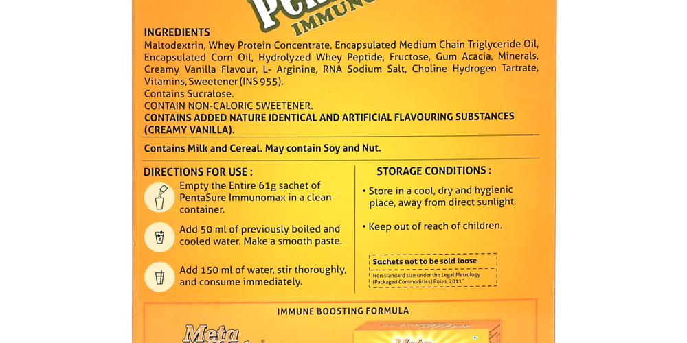 Pentasure Immunomax – Immunity Booster Drink with Antioxidants & Vitamins – Creamy Vanilla - 4 Sachet X 61g - 244gm