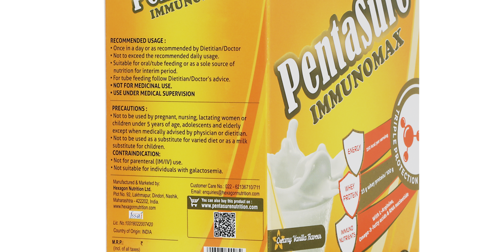 Pentasure Immunomax – Immunity Booster Drink with Antioxidants & Vitamins – Creamy Vanilla - 4 Sachet X 61g - 244gm