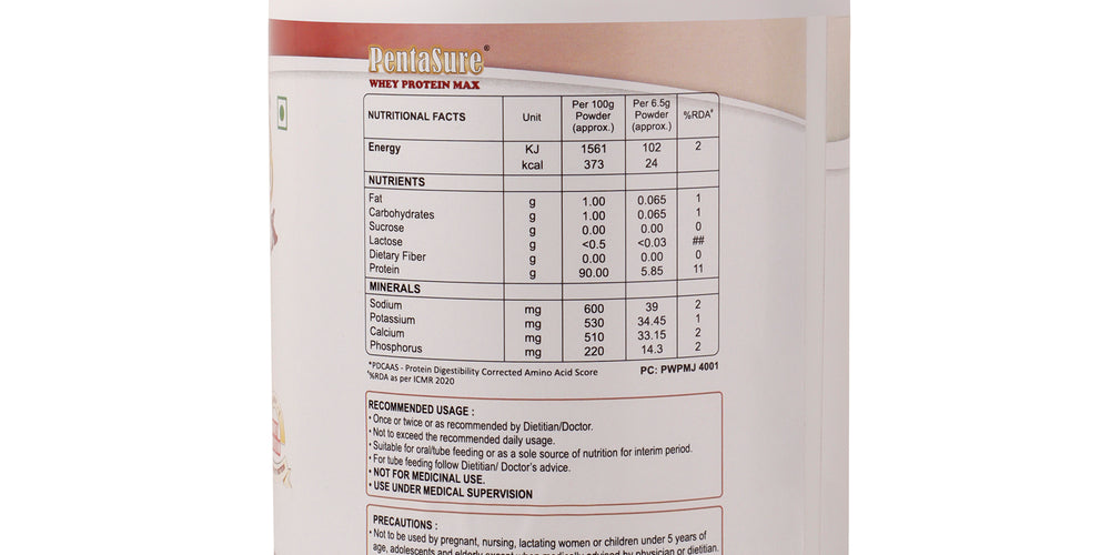 PentaSure Whey Max – 90% Whey Protein Isolate (Neutral Flavor) - 400 gm