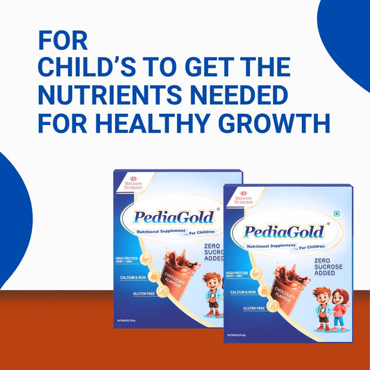 PediaGold Nutrition Mix Powder for Children | For 2-14 Years | Chocolate - 200g | Zero Added Sucrose | Power of 35 Vital Nutrients | 6g protein per serving | Supports Overall Health, Boosts Immunity & Brain Development | Nutritional Supplement for Kids