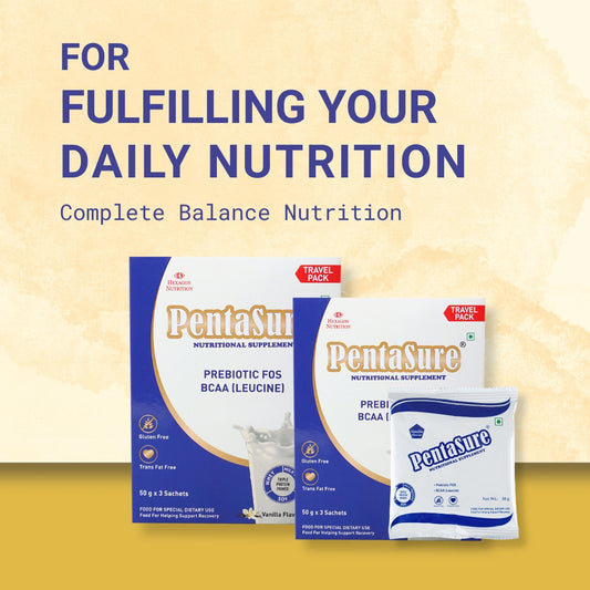 PentaSure Daily Nutrition Protein shake for Adults - Travel Pack - each sachet of 50gm (3 x 50gm) -150gm