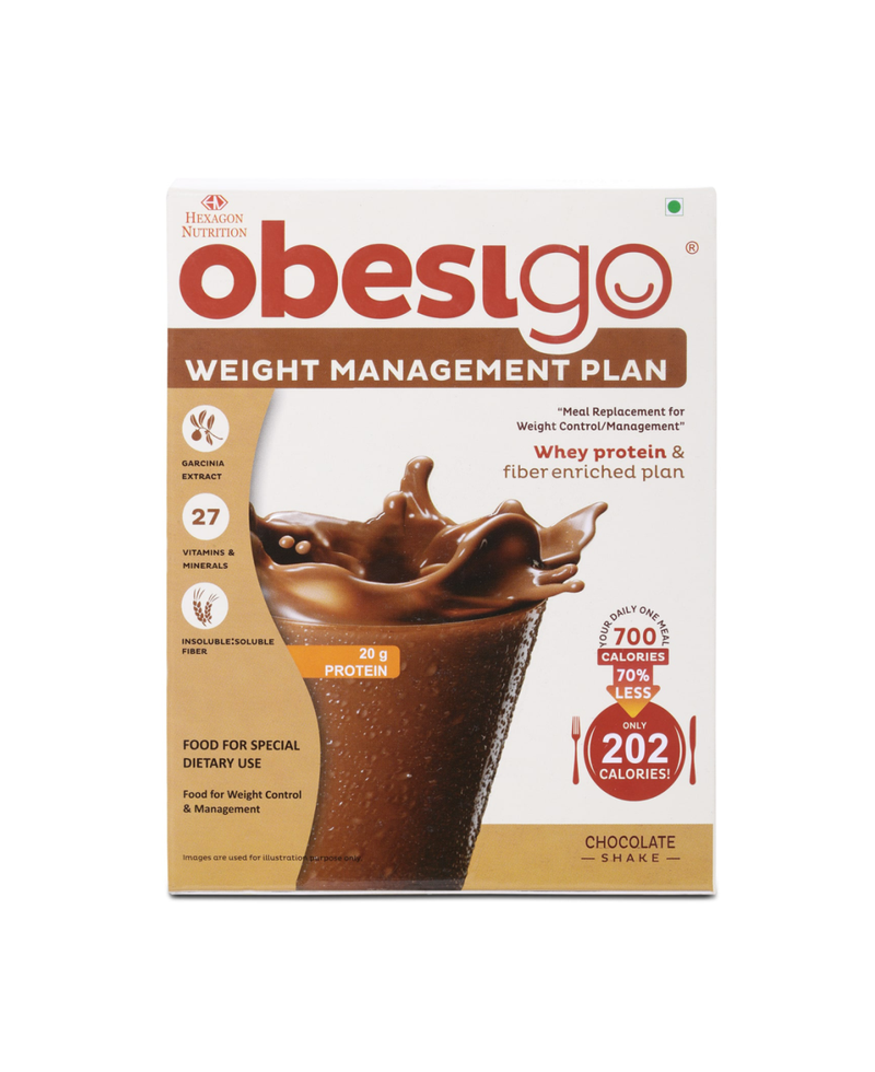 Obesigo BLCD Meal Replacement Weight Loss And Weight Management Plan  (Chocolate Flavor) - 350Gm (7 Sachets Of 50G Each) Weekly